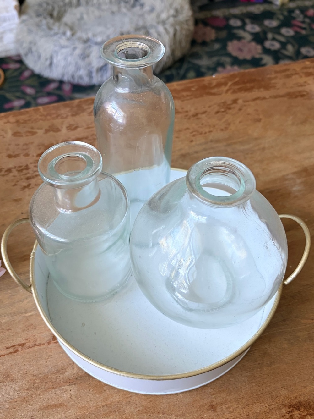 Ashland 3 Glass Bud Vase Centerpiece + Seasonal Faux Florals